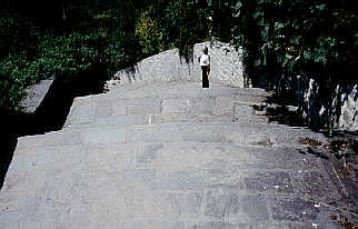 Stairs into granite quarry.